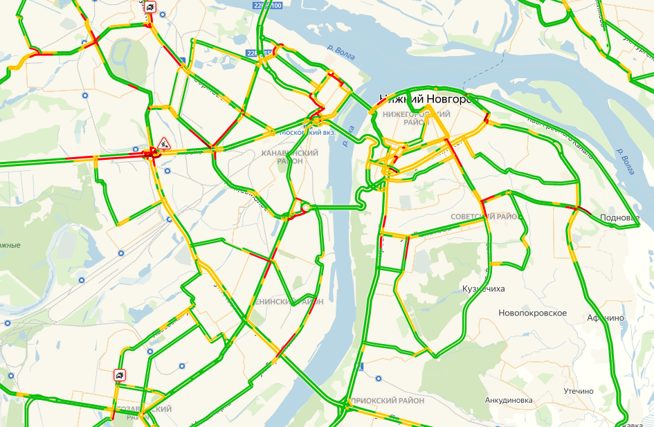 Карта загруженности дорог нижний новгород